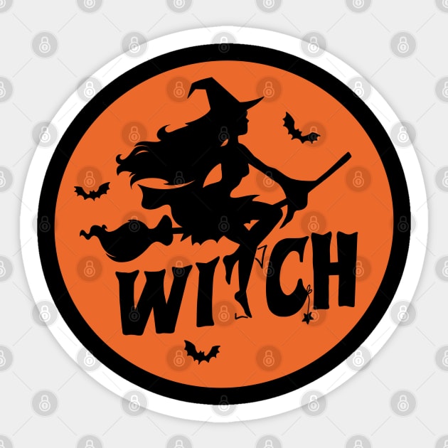 Witch on a broomstick Sticker by FancyPen